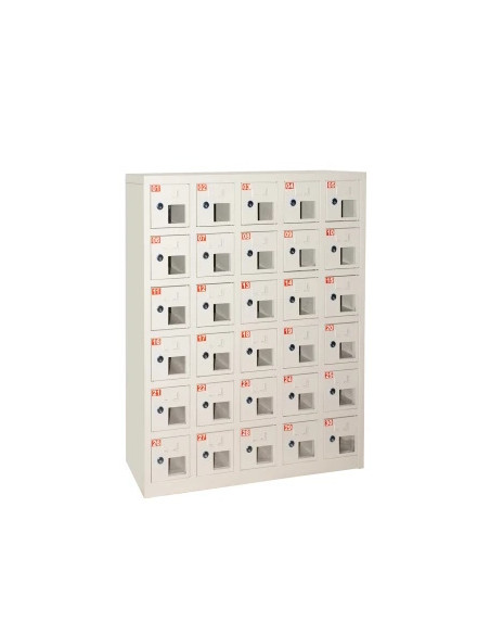 LINK BOX 30 ALLOGGIAMENTI CELLULARI IN METALLO CON FINESTRA, CHIUSURA CHIAVE, MISURE 110.5X23X90