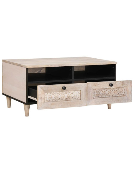 Tavolino da salotto con cassetto Bianco 80 x 54 x 40 cm