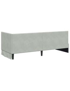 Cornice del letto ad angolo Grigio chiaro 80 x 200 cm Velluto