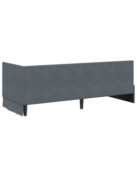 Cornice del letto ad angolo Grigio scuro 80 x 200 cm Velluto