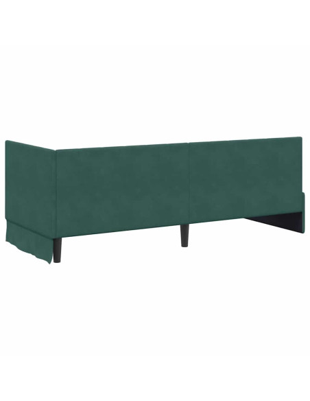 Cornice del letto ad angolo Verde scuro 80 x 200 cm Velluto