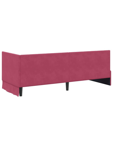 Cornice del letto ad angolo Rosso vino 80 x 200 cm Velluto