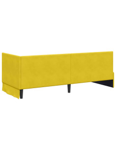 Cornice del letto ad angolo Giallo 80 x 200 cm Velluto