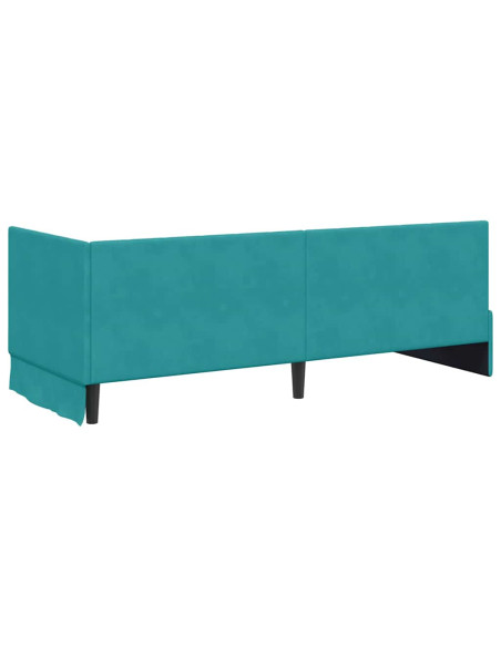 Cornice del letto ad angolo Turchese 80 x 200 cm Velluto