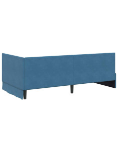 Cornice del letto ad angolo Blu 90 x 190 cm Velluto