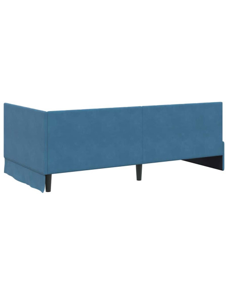 Cornice del letto ad angolo Blu 90 x 190 cm Velluto
