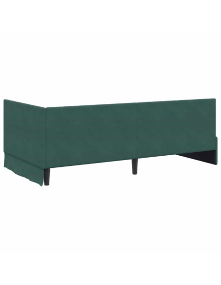 Cornice del letto ad angolo Verde scuro 90 x 190 cm Velluto