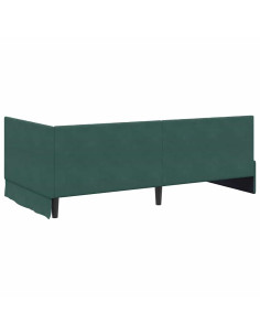 Cornice del letto ad angolo Verde scuro 90 x 200 cm Velluto