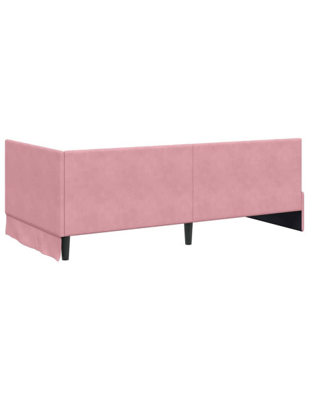 Cornice del letto ad angolo Rosa 90 x 200 cm Velluto