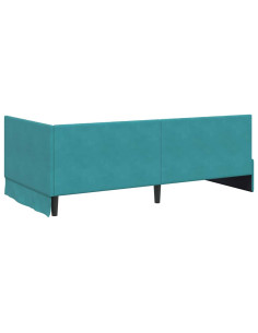 Cornice del letto ad angolo Turchese 90 x 200 cm Velluto