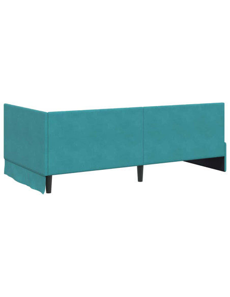 Cornice del letto ad angolo Turchese 90 x 200 cm Velluto