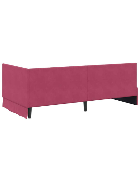 Cornice del letto ad angolo Rosso vino 100 x 200 cm Velluto