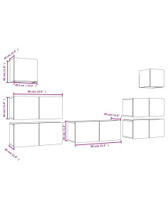 Set di Mobili Porta TV 7 pz Grigio Sonoma in Legno Multistrato