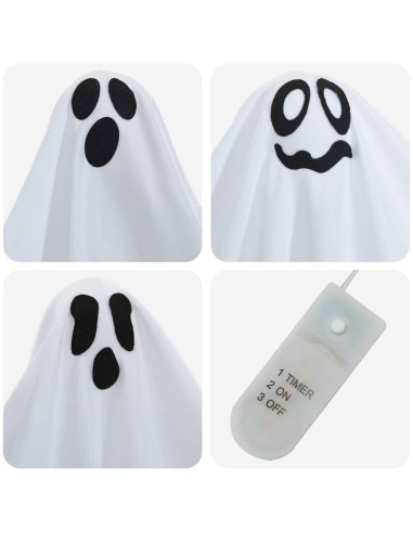 Fantasma appeso di Halloween 3 pcs Bianco 52 x 62 cm Poliestere