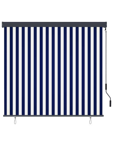 Tenda a Rullo Esterna Rigato Blu e bianco 180 x 250 cm Tessuto