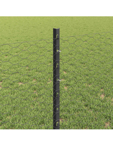 Recinzione con pali. Grigio 0.8 x 10 m Acciaio