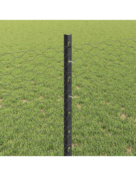 Recinzione con pali. Grigio 0.8 x 10 m Acciaio