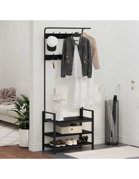 Appendiabiti Rovere nero 75 x 34 x 184 cm Legno multistrato