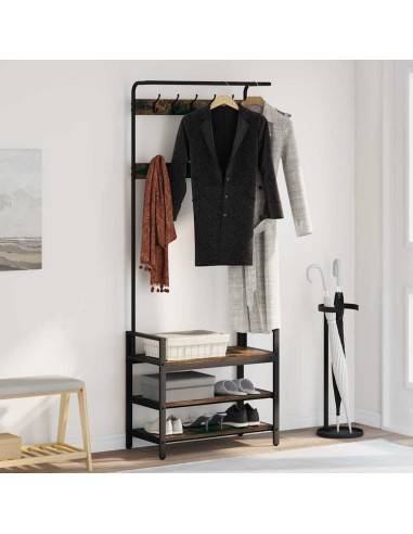 Appendiabiti Rovere fumo 75 x 34 x 184 cm Legno multistrato