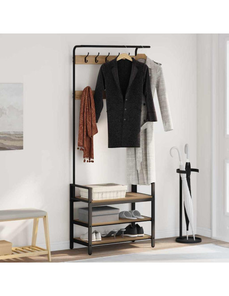 Appendiabiti rovere artigianale 75 x 34 x 184 cm