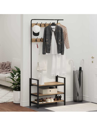 Appendiabiti rovere artigianale 75 x 34 x 184 cm