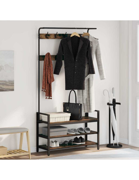 Appendiabiti Rovere fumo 95 x 34 x 184 cm Legno multistrato