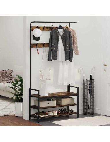 Appendiabiti Rovere fumo 95 x 34 x 184 cm Legno multistrato