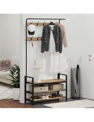 Appendiabiti rovere artigianale 95 x 34 x 184 cm