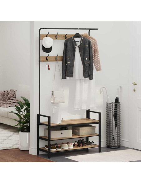 Appendiabiti rovere artigianale 95 x 34 x 184 cm