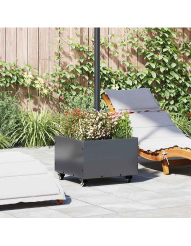 Base per Parasol con Vaso Antracite 45 x 45 x 45 cm Acciaio