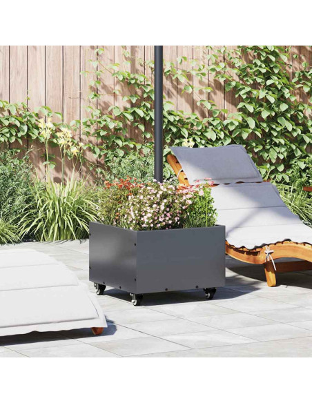 Base per Parasol con Vaso Antracite 45 x 45 x 45 cm Acciaio