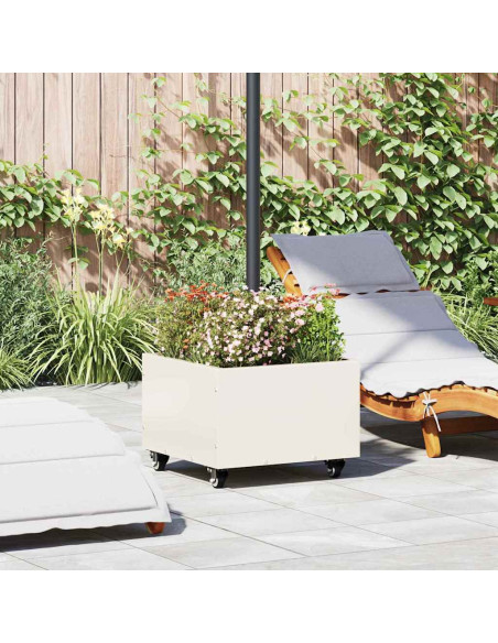 Base per Parasol con Vaso Bianco 45 x 45 x 45 cm Acciaio