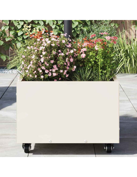 Base per Parasol con Vaso Bianco 45 x 45 x 45 cm Acciaio