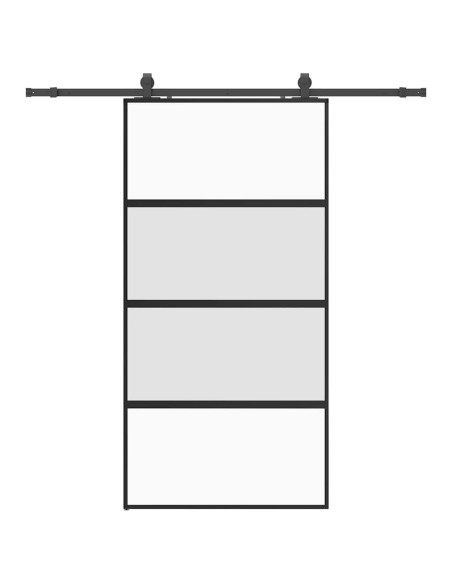 Porta Scorrevole Ferramenta Nera 102,5x205 cm Vetro Temperato