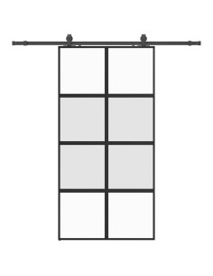 Porta Scorrevole Ferramenta Nera 102,5x205 cm Vetro Temperato 2