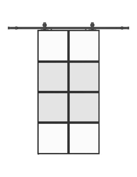 Porta Scorrevole Ferramenta Nera 102,5x205 cm Vetro Temperato