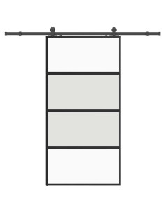Porta Scorrevole Ferramenta Nera 102,5x205 cm Vetro Temperato 2