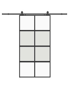Porta Scorrevole Ferramenta Nera 102,5x205 cm Vetro Temperato 2