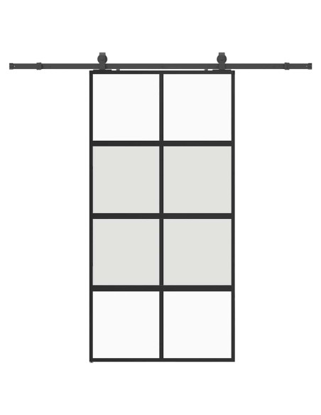 Porta Scorrevole Ferramenta Nera 102,5x205 cm Vetro Temperato