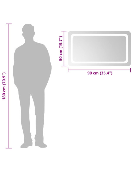 Specchio da Bagno con Luci LED 90x50 cm