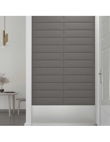 Pannelli Murali 12 pz Grigio Chiaro 60x15 cm Tessuto 1,08 m²