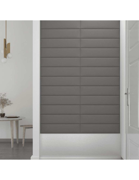 Pannelli Murali 12 pz Grigio Chiaro 60x15 cm Tessuto 1,08 m²