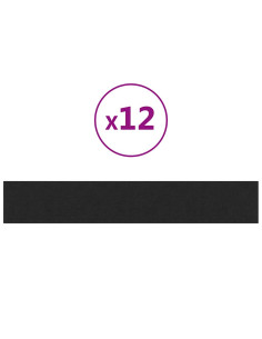 Pannelli Murali 12 pz Nere 90x15 cm Tessuto 1,62 m² 2