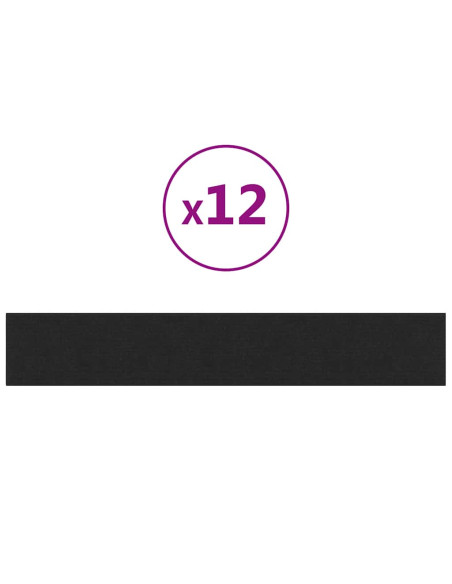 Pannelli Murali 12 pz Nere 90x15 cm Tessuto 1,62 m²