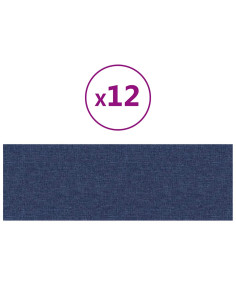 Pannelli Murali 12 pz Blu 90x30 cm in Tessuto 3,24 m² 2