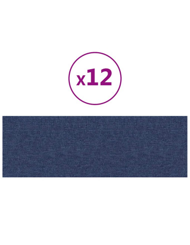 Pannelli Murali 12 pz Blu 90x30 cm in Tessuto 3,24 m²