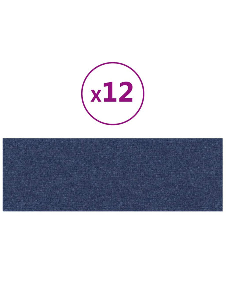 Pannelli Murali 12 pz Blu 90x30 cm in Tessuto 3,24 m²