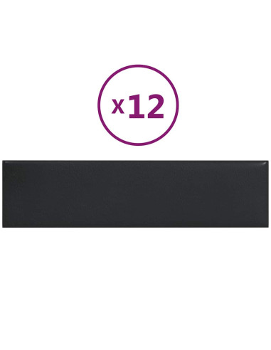 Pannelli Murali 12 pz Neri 60x15 cm Similpelle 1,08 m²