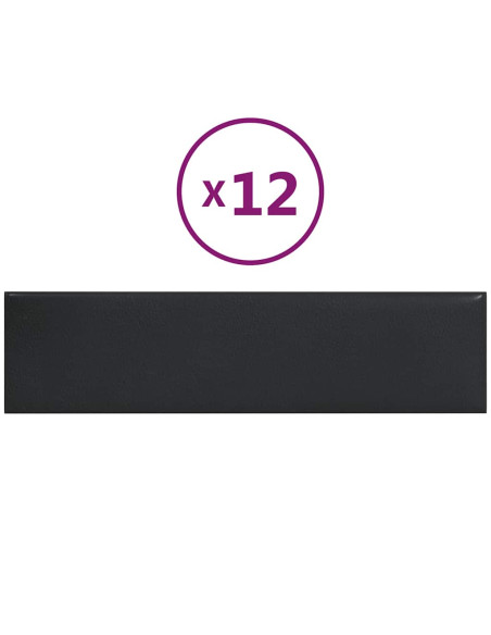 Pannelli Murali 12 pz Neri 60x15 cm Similpelle 1,08 m²
