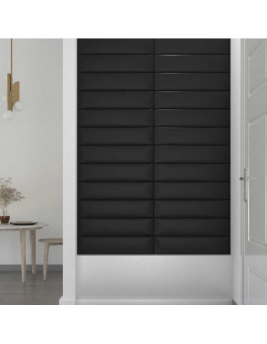 Pannelli Murali 12 pz Neri 60x15 cm Similpelle 1,08 m²